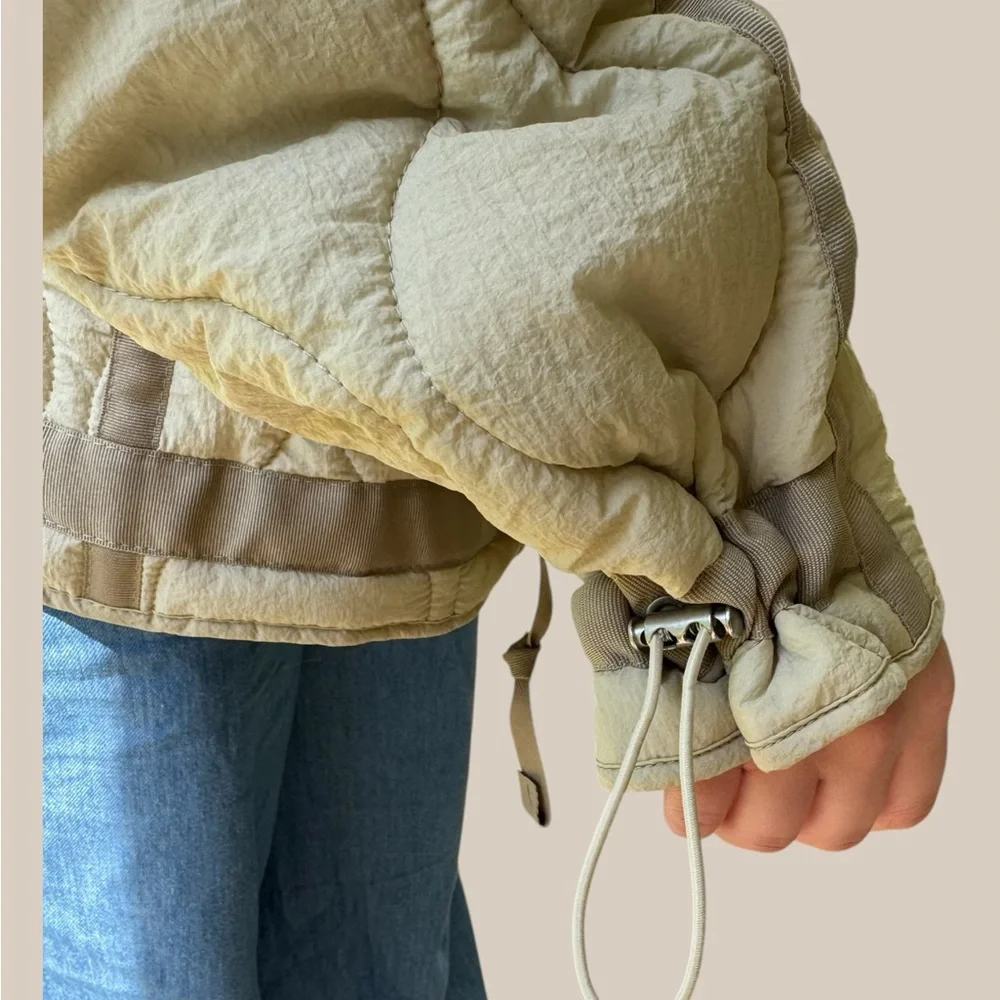 Zara Light Tan Quilted Puffer Jacket